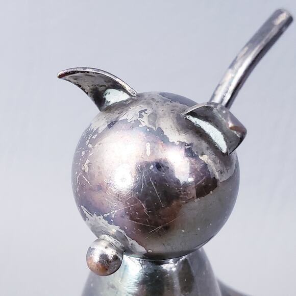 Art Deco Napier Silverplate 1oz Shot Kitty Cat Jigger - Picture 7 of 9